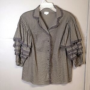 Vtg Tachi Castillo Blouse Black Pintucked Renaissance Cotton Witch Goth Tiered